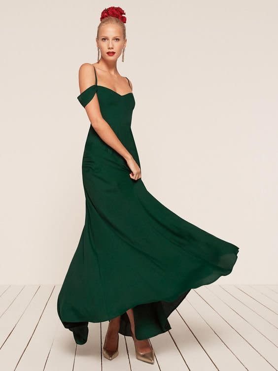 <strong><a href="https://www.thereformation.com/products/poppy-dress-emerald" target="_blank">Reformation Poppy dress</a>, $388</strong>