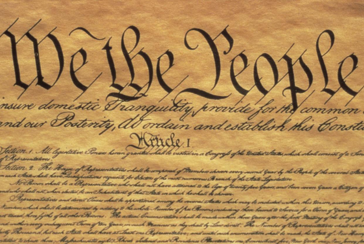 The Preamble to the U.S. Constitution, written in 1787 on parchment paper. <a href="https://www.gettyimages.com/detail/news-photo/this-is-the-preamble-to-the-us-constitution-it-starts-with-news-photo/144085092?adppopup=true" rel="nofollow noopener" target="_blank" data-ylk="slk:Joe Sohm/Visions of America/Universal Images Group via Getty Images;elm:context_link;itc:0;sec:content-canvas" class="link ">Joe Sohm/Visions of America/Universal Images Group via Getty Images</a>