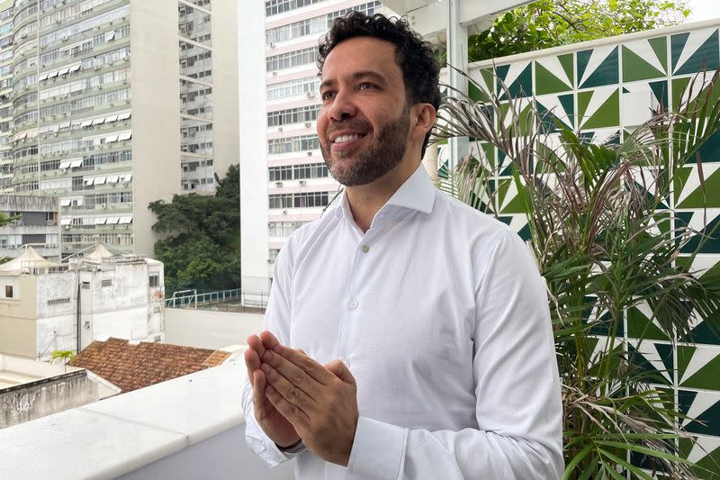 Federal deputy Andre Janones attends an interview with Reuters in Rio de Janeiro