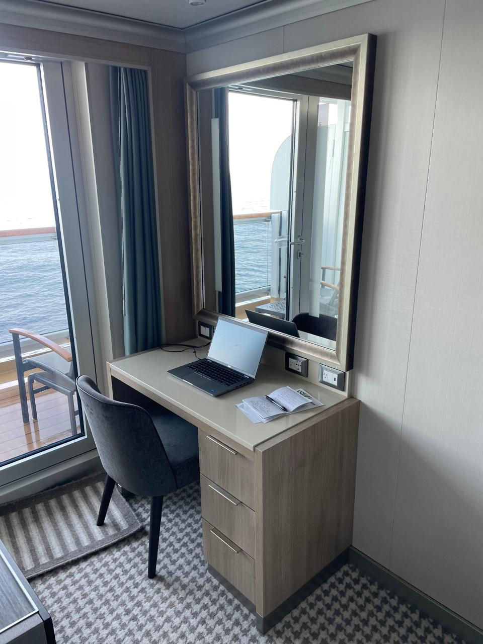 A stateroom desk on Holland America's Rotterdam ship.