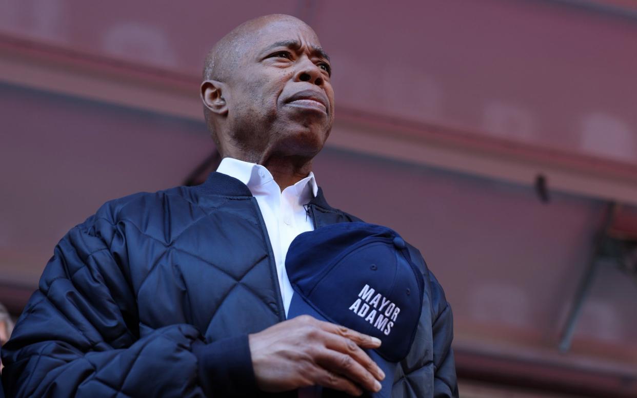 New York Mayor Eric Adams at the annual Veterans Day Parade