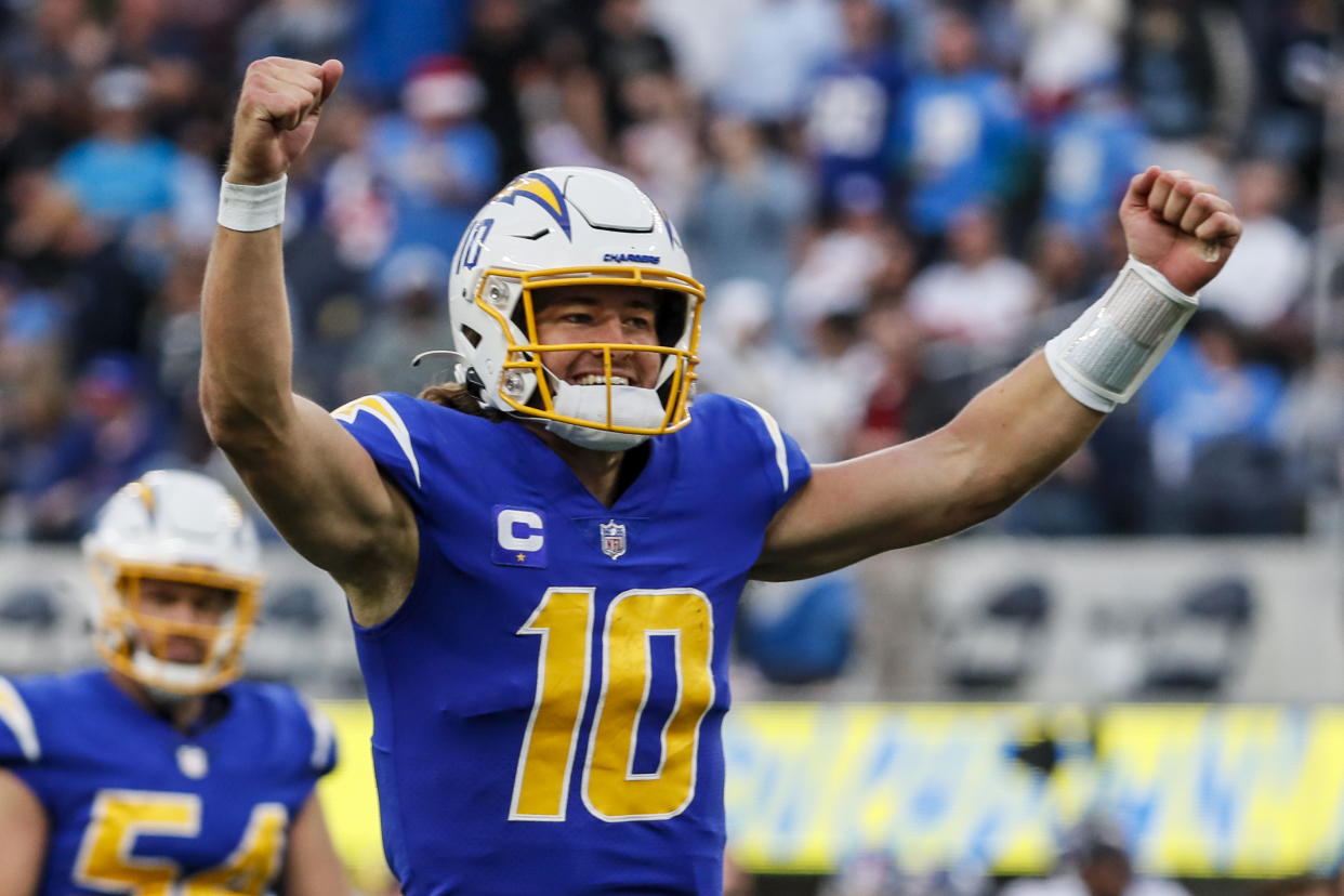 Los Angeles Chargers quarterback Justin Herbert is coming off an excellent second season. (Robert Gauthier/Los Angeles Times via Getty Images)