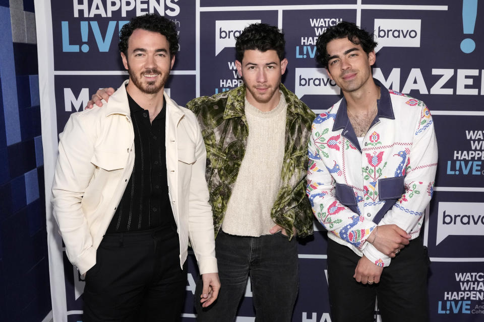 WATCH WHAT HAPPENS LIVE WITH ANDY COHEN -- Episode 20088 -- Pictured: (l-r) Kevin Jonas, Nick Jonas, Joe Jonas -- (Photo by: Charles Sykes/Bravo via Getty Images)