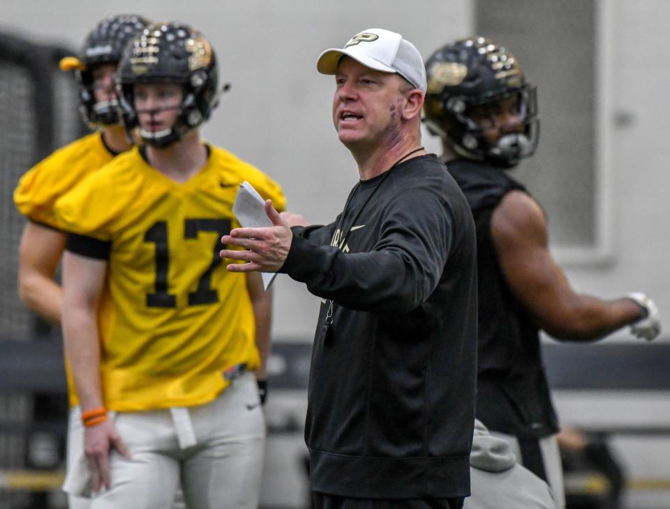 Former Purdue football coach Jeff Brohm was the highest-paid employee at an Indiana public university in 2022. He left Purdue after last season to coach at the University of Louisville.