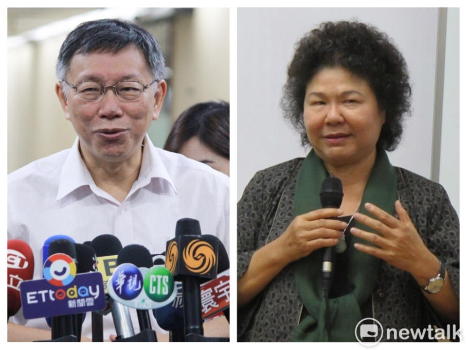 台北市長柯文哲（左）再度將砲火指向監察院長陳菊（右）。   圖：新頭殼合成照