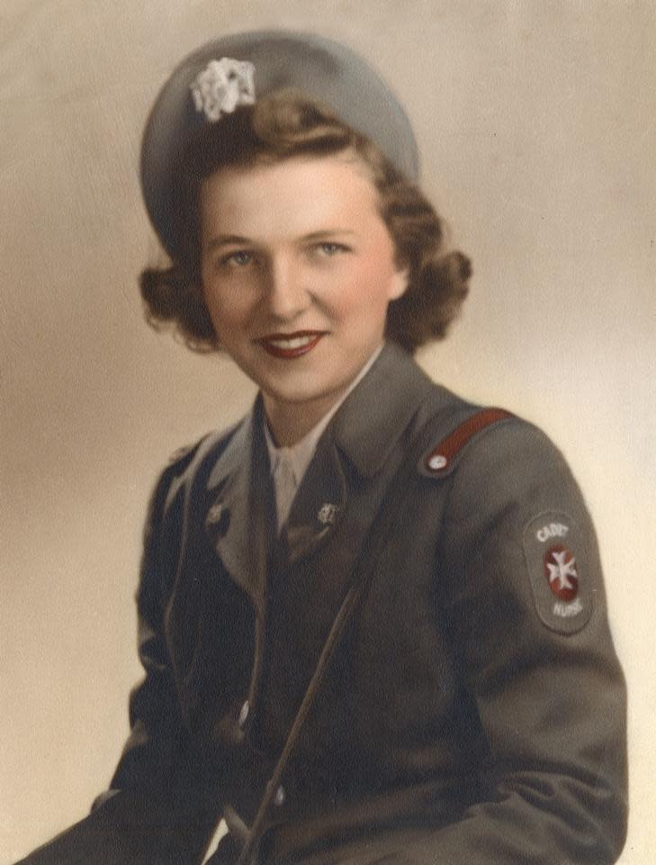 Edith Burton Griffiths, of Scituate and Marshfield, in 1944 in her U.S. Cadet Nurse Corps uniform in New Jersey. She died in 2022 at age 95.