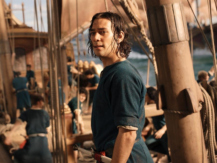 Maxim Baldry as Isildur on the Númenorian ship