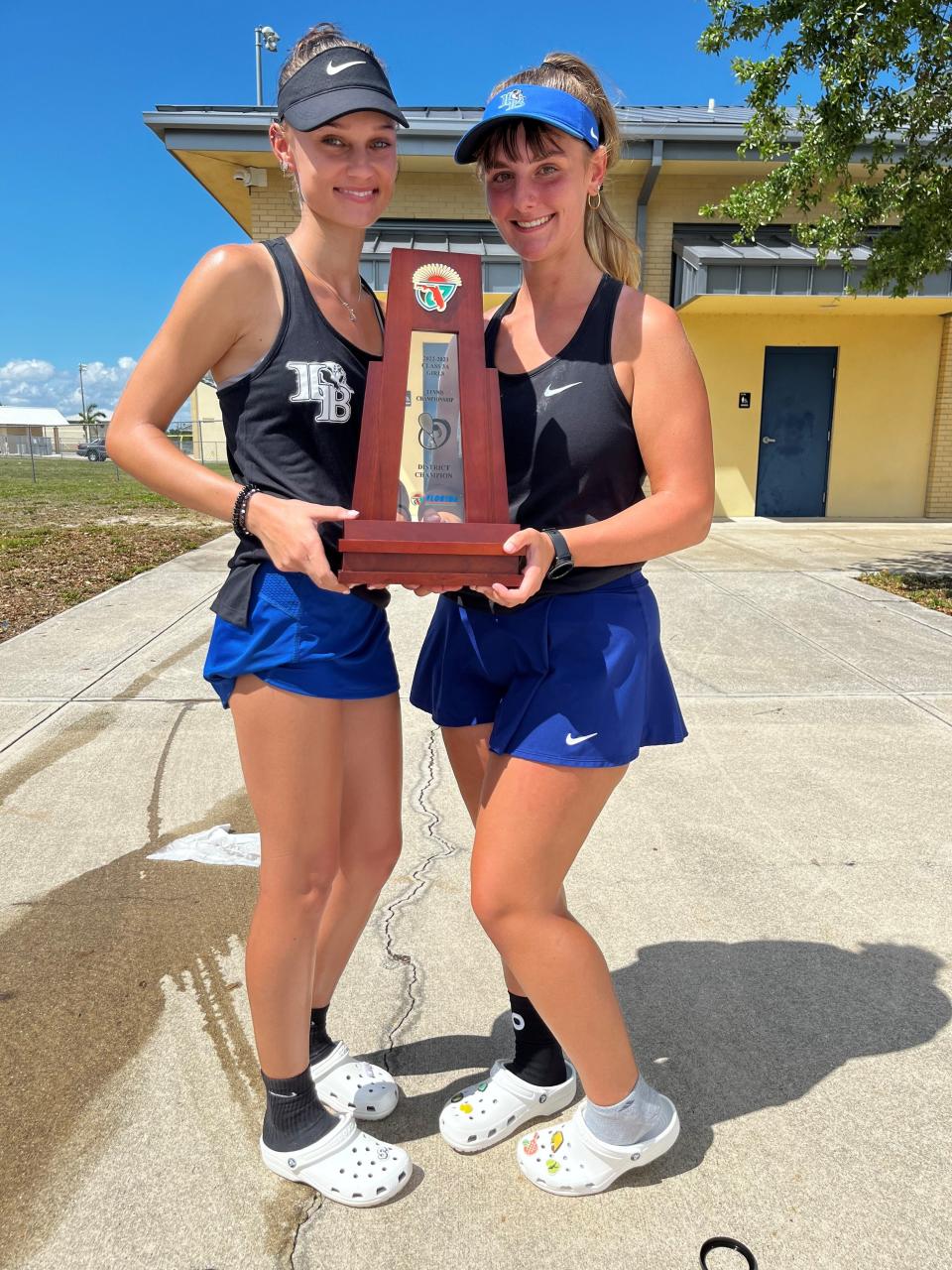 Alexandra Hamilton and Kathryne Jones of Ida Baker won the District 3A-11 No. 1 doubles title and will play in the state tournament.