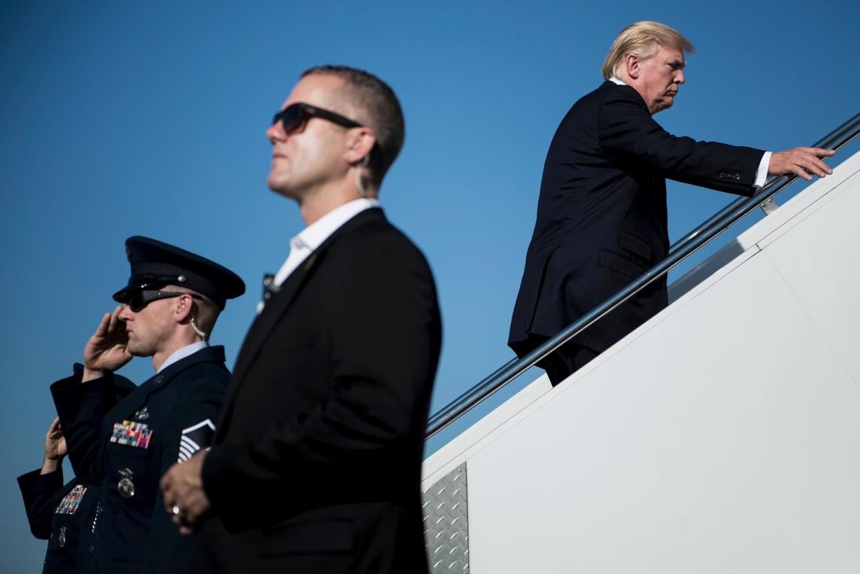 Donald Trump boards Air Force One at Morristown Airport: AFP/Getty Images