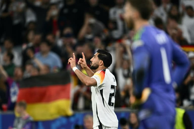 Germany midfielder <a class="link " href="https://sports.yahoo.com/soccer/players/375333/" data-i13n="sec:content-canvas;subsec:anchor_text;elm:context_link" data-ylk="slk:Emre Can;sec:content-canvas;subsec:anchor_text;elm:context_link;itc:0">Emre Can</a> scored a goal after coming off the bench in Friday's 5-1 win over Scotland (Fabrice COFFRINI)