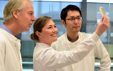 Professor Jeff Errington (left), Dr Katarzyna Mickiewicz, Dr Yoshikazu Kawai (right): the scientists who have used state-of-the art techniques to analyse samples from elderly patients with recurring urinary tract infections to identify bacteria which can don a temporary disguise to avoid being detected by antibiotics. - Credit: Newcastle University / PA