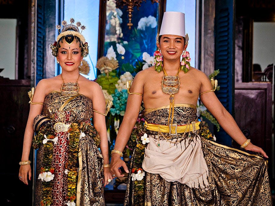 Prince Notonegoro and Princess Hayu of Indonesia on their wedding day.