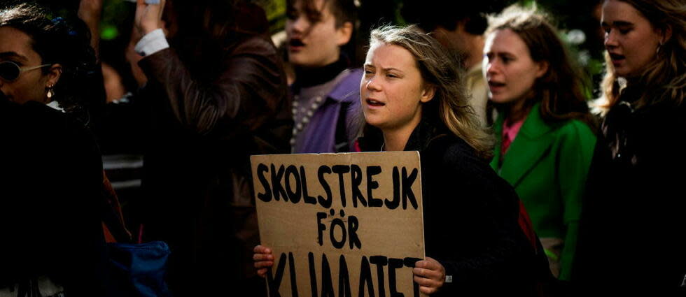 L'activiste suédoise Greta Thunberg lors d'une marche Fridays for Future à Stockholm, le 9 septembre 2022.  - Credit:JONATHAN NACKSTRAND / AFP