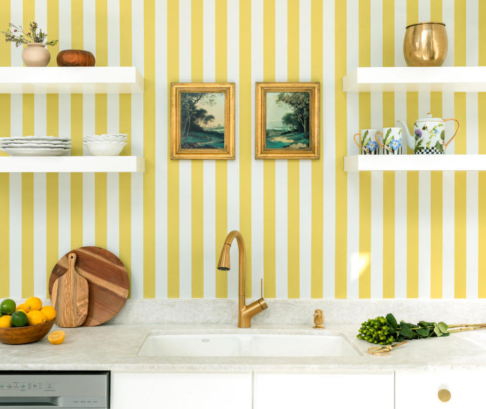 Resort Stripe wallpaper in Chartreuse by Hyphen & Co. for Chasing Paper