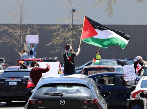 Police ticketed multiple people under the Health Protection Act during a pro-Palestinian rally in Halifax on May 15, 2021. 