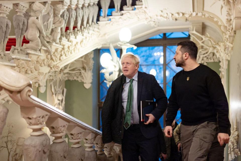 Boris Johnson with Volodymyr Zelensky in Ukraine last week (Handout)