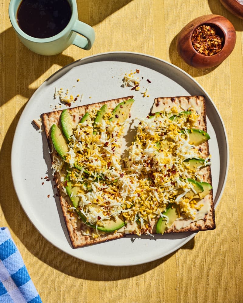 Matzo with Avocado & Grated Egg 