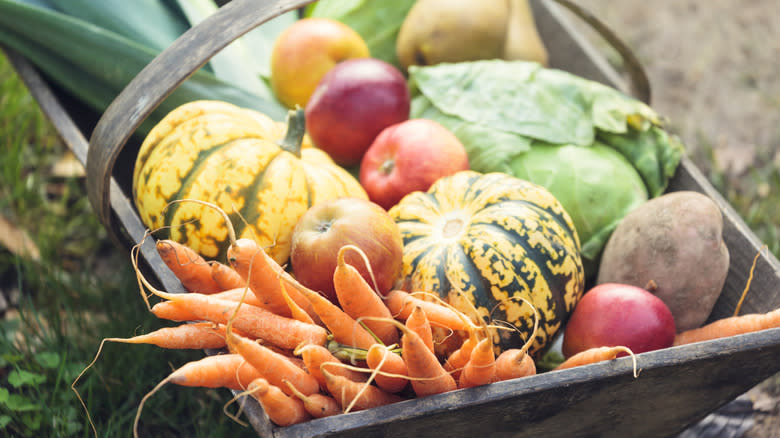 Seasonal produce in basket