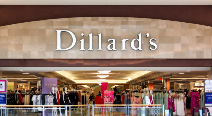 A photo of the exterior of a Dillard's DDS store with the company logo above the entrance.