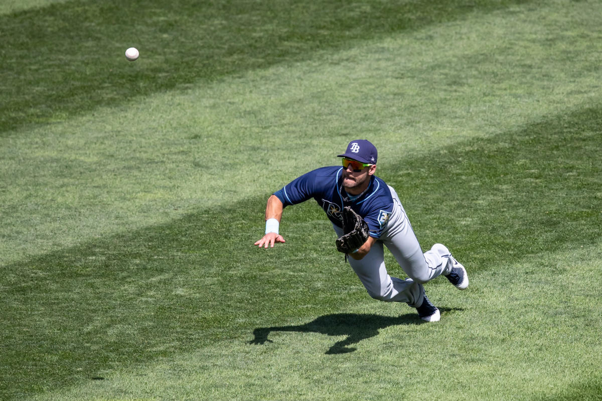  Baseball Player Diving to Catch Ball in Stadium Photo