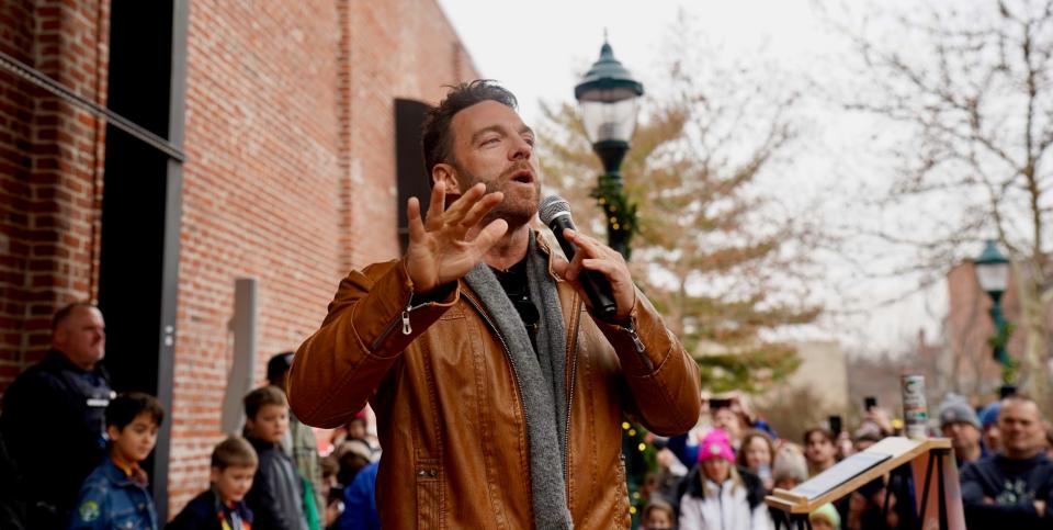 Several youth were on stage with WWE star Shaun Ricker, aka LA Knight, on Saturday in University Plaza and helped with the presentation of the key to the city to the Hagerstown native.