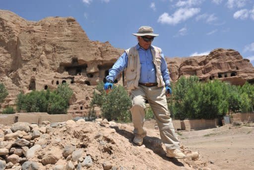 Afghan-born French archaeologist Zemaryalai Tarzi at an archaeological site in Bamiyan. UNESCO added the rocky Bamiyan valley, with its old forts, temples and cave paintings, to its list of endangered heritage sites in 2003. But sites have been destroyed throughout the country