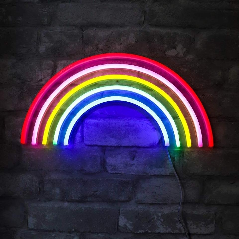 Powered by USB, you can hang this on the wall in any room to add some life and color. Once you put this up, it will be <i>a-round</i> for a very long time. <br /><strong> <br />Promising review:</strong> "This has beautiful rainbow colors! The product photos do not do it justice. <strong>I hung it in my front window and neighbors have commented on how cheerful it is.</strong>" &mdash; <a href="https://www.amazon.com/gp/customer-reviews/R1INXII2HSWISW?ascsubtag=5854435%2C29%2C37%2Cd%2C0%2C0%2Cgoogle%2C962%3A1%3B901%3A2%3B900%3A2%3B974%3A2%3B975%3A2%3B982%3A2%3B994%3A1%2C16331331%2C0&amp;linkCode=ll2&amp;tag=huffpost-bfsyndication-20&amp;linkId=a1b32b309a2eeb654b7c9add1cb7a946&amp;language=en_US&amp;ref_=as_li_ss_tl" target="_blank" rel="nofollow noopener noreferrer" data-skimlinks-tracking="5854435" data-vars-affiliate="Amazon" data-vars-href="https://www.amazon.com/gp/customer-reviews/R1INXII2HSWISW?tag=bfmal-20&amp;ascsubtag=5854435%2C29%2C37%2Cmobile_web%2C0%2C0%2C16331331" data-vars-keywords="cleaning,fast fashion" data-vars-link-id="16331331" data-vars-price="" data-vars-product-id="20945948" data-vars-product-img="" data-vars-product-title="" data-vars-retailers="Amazon">Uncle Woody</a><br /><br /><strong>Get it from Amazon for <a href="https://www.amazon.com/Isaac-Jacobs-Multi-Colored-Decorations-Accessories/dp/B07QY4HS27?&amp;linkCode=ll1&amp;tag=huffpost-bfsyndication-20&amp;linkId=d696d9a3b83ce7c4116421a90521e158&amp;language=en_US&amp;ref_=as_li_ss_tl" target="_blank" rel="nofollow noopener noreferrer" data-skimlinks-tracking="5854435" data-vars-affiliate="Amazon" data-vars-asin="B07QY4HS27" data-vars-href="https://www.amazon.com/dp/B07QY4HS27?tag=bfmal-20&amp;ascsubtag=5854435%2C29%2C37%2Cmobile_web%2C0%2C0%2C16325729" data-vars-keywords="cleaning,fast fashion" data-vars-link-id="16325729" data-vars-price="" data-vars-product-id="19056342" data-vars-product-img="https://m.media-amazon.com/images/I/51wT8TvXE2L._SL500_.jpg" data-vars-product-title="Isaac Jacobs 15&rdquo; x 7.5&rdquo; inch LED Neon &lsquo;Multi-Colored Rainbow&rsquo; Wall Sign for Cool Light, Wall Art, Bedroom Decorations, Home Accessories, Party, and Holiday D&eacute;cor: Powered by USB Wire (Rainbow)" data-vars-retailers="Amazon">$32.99</a>.</strong>