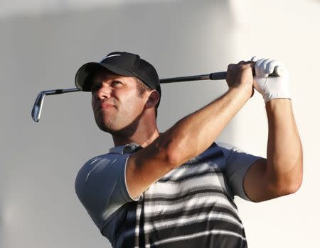 Sep 10, 2016; Carmel, IN, USA; Paul Casey tees off on the 17th hole during the BMW Championship at Crooked Stick GC. Mandatory Credit: Brian Spurlock-USA TODAY Sports