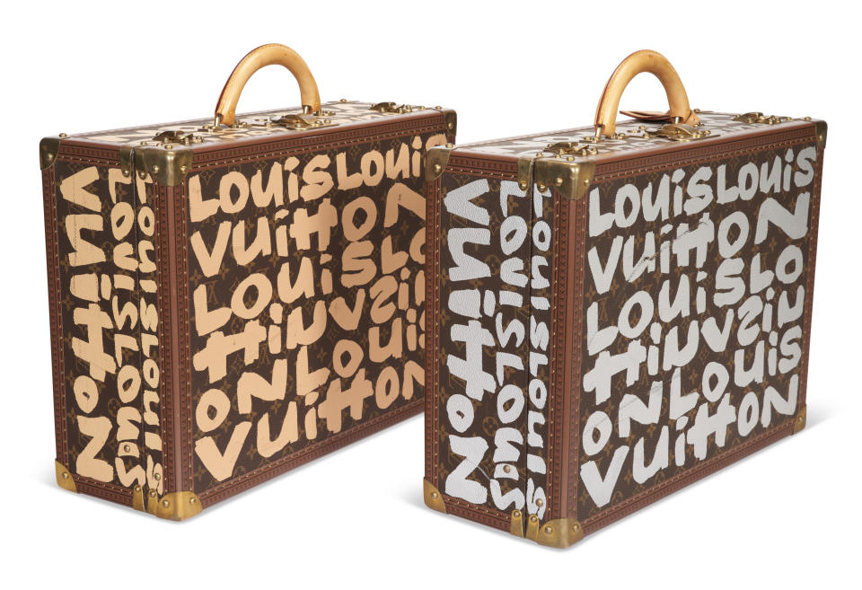 A pair of limited-edition Stephen Sprouse-designed <a href="https://wwd.com/tag/louis-vuitton-2/" rel="nofollow noopener" target="_blank" data-ylk="slk:Louis Vuitton;elm:context_link;itc:0;sec:content-canvas" class="link ">Louis Vuitton</a> briefcases sold for $69,300.