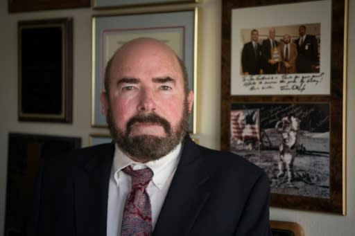 Joseph Gutheinz Jr, a retired NASA special agent known as the "Moon Rock Hunter," in his law office in a Houston suburb