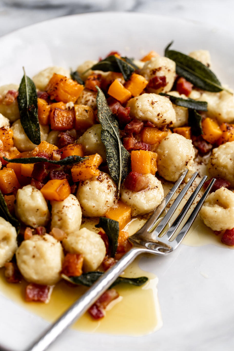 Gnocchi with pancetta, butternut squash, and sage