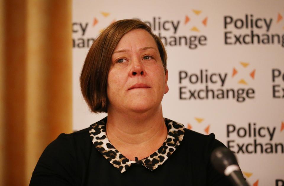 Deirdre Kelly, known as White Dee speaks at a Policy Exchange fringe meeting at the Conservative party conference on September 29, 2014 in Birmingham, England. (Photo by Peter Macdiarmid/Getty Images)
