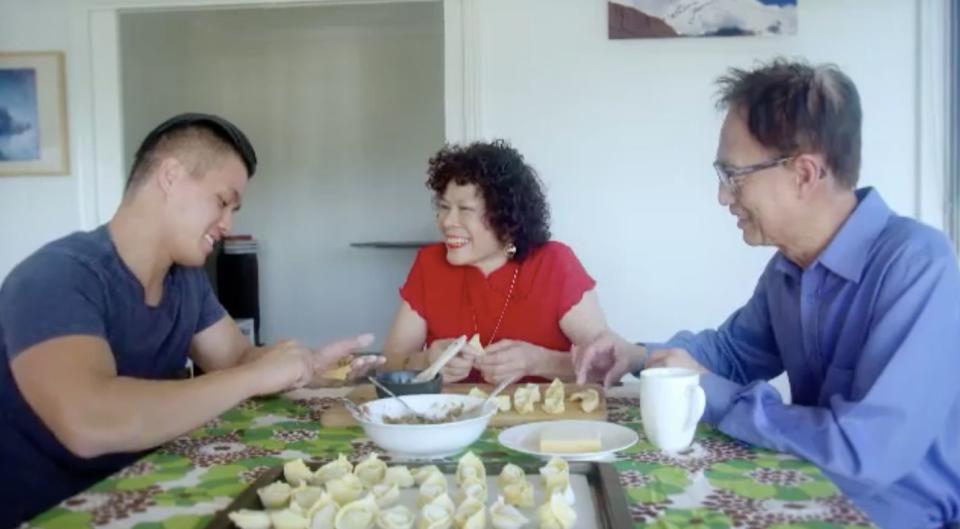 Derek with his parents. Photo: Channel Ten 