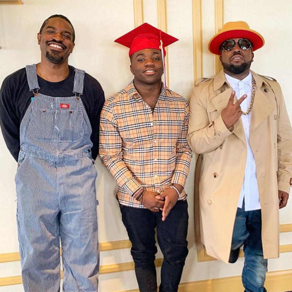Outkast's Andre 3000 joined Big Boi as he celebrated his son's high school graduation and acceptance to the University of Oregon. Cross will be joining the Oregon Ducks football team in the fall and proud dad Big Boi could not be more excited. "Congrats Son ! Cross “ The Boss “ Patton ! Oregon here we come! #GoDucks 🦆," the rapper <a href="https://www.instagram.com/p/BxVK9sqphat/" rel="nofollow noopener" target="_blank" data-ylk="slk:wrote" class="link ">wrote</a> on Instagram to share the great news with his fans.