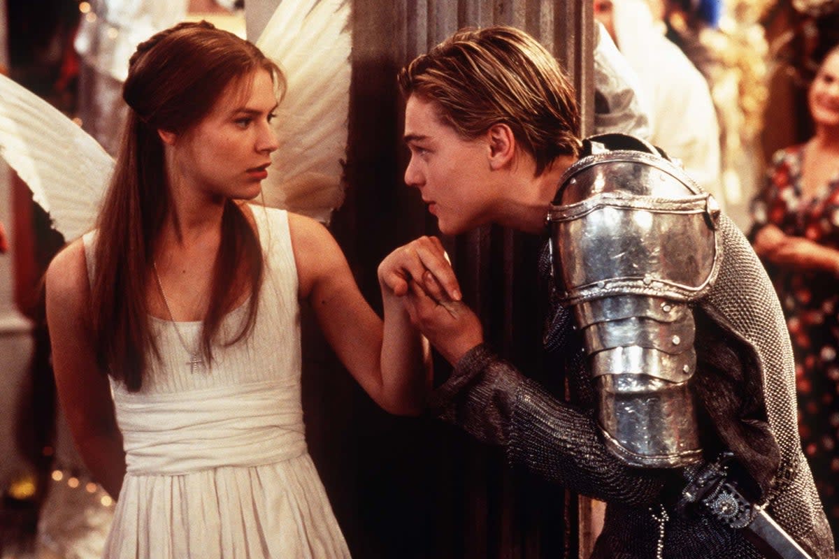 Leonardo DiCapro is Romeo and Claire Danes is Juliet in Baz Luhrmann’s Romeo + Juliet (20th Century Fox)