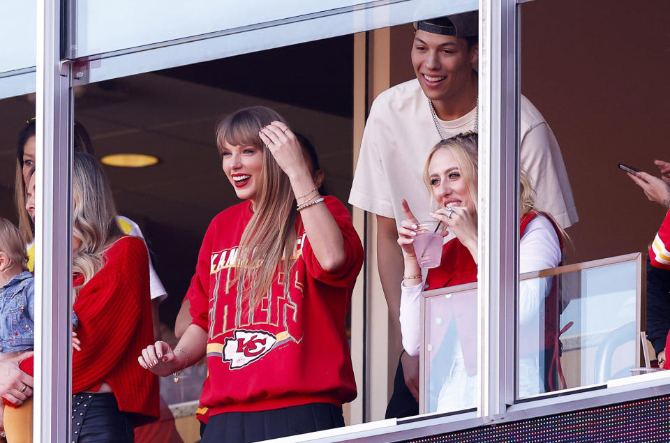 Taylor Swift, Jackson Mahomes, and Brittany Mahomes  (David Eulitt / Getty Images)