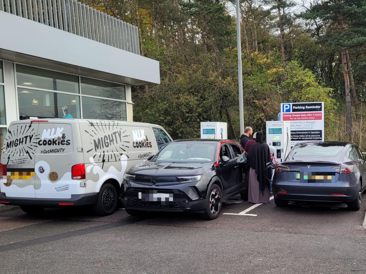 Alex's VW electric van can be seen charging on the far left.