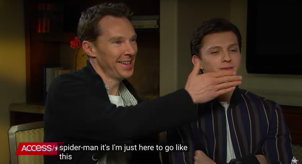 Benedict putting his hand over Tom's mouth