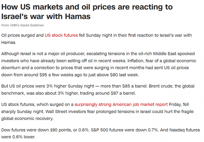 <cite>CNN總編輯細述，周日晚間，美國原油價格已經上漲3％，每桶價格超過85美元。（圖／翻攝自CNN官網）</cite>