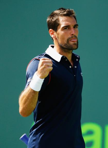 Chardy was pumped after winning the second against Raonic. He probably deserved a better fate, but the fates weren't kind. (Photo by Al Bello/Getty Images)