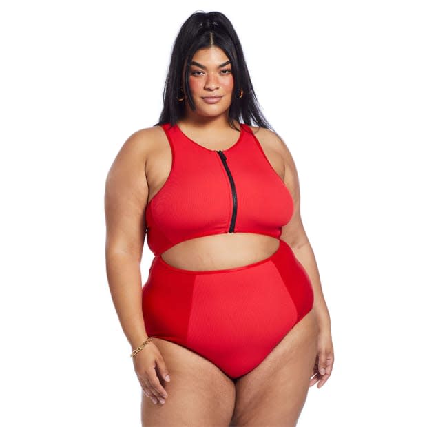 <p><strong>Chromat Serena Suit, $198, <a href="https://chromat.co/collections/ss22/products/serena-suit-red-ribbed" rel="nofollow noopener" target="_blank" data-ylk="slk:available here;elm:context_link;itc:0;sec:content-canvas" class="link ">available here </a>(sizes XS-4X): "</strong>I love the 'Baywatch' red shade on this sporty one-piece from <a href="https://fashionista.com/2021/09/chromat-tourmaline-collaboration" rel="nofollow noopener" target="_blank" data-ylk="slk:Chromat's collaboration with Tourmaline;elm:context_link;itc:0;sec:content-canvas" class="link ">Chromat's collaboration with Tourmaline</a>. It's functional, fun and unlike anything in my swimsuit collection." —Ana Colón, Deputy Editor</p>