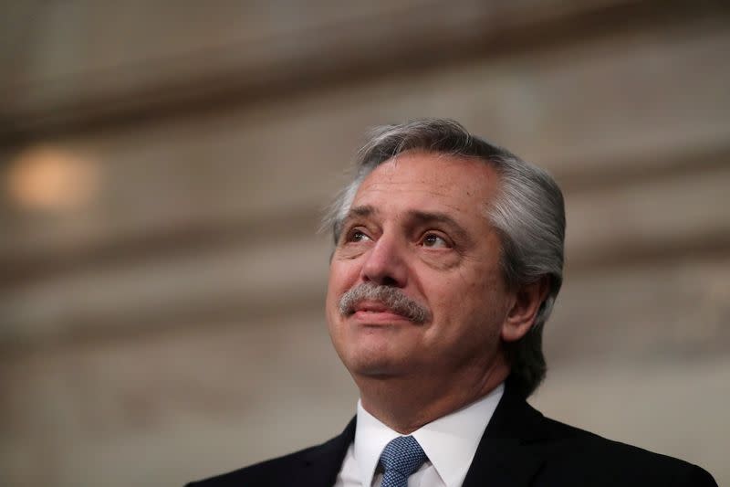 FILE PHOTO: Argentina's President Alberto Fernandez looks on durring the session of the 138th legislative term at the National Congress in Buenos Aires