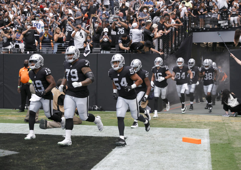 The Raiders will play in front of a home crowd in Las Vegas for the first time in the regular season on Monday night. (Photo by Ethan Miller/Getty Images)