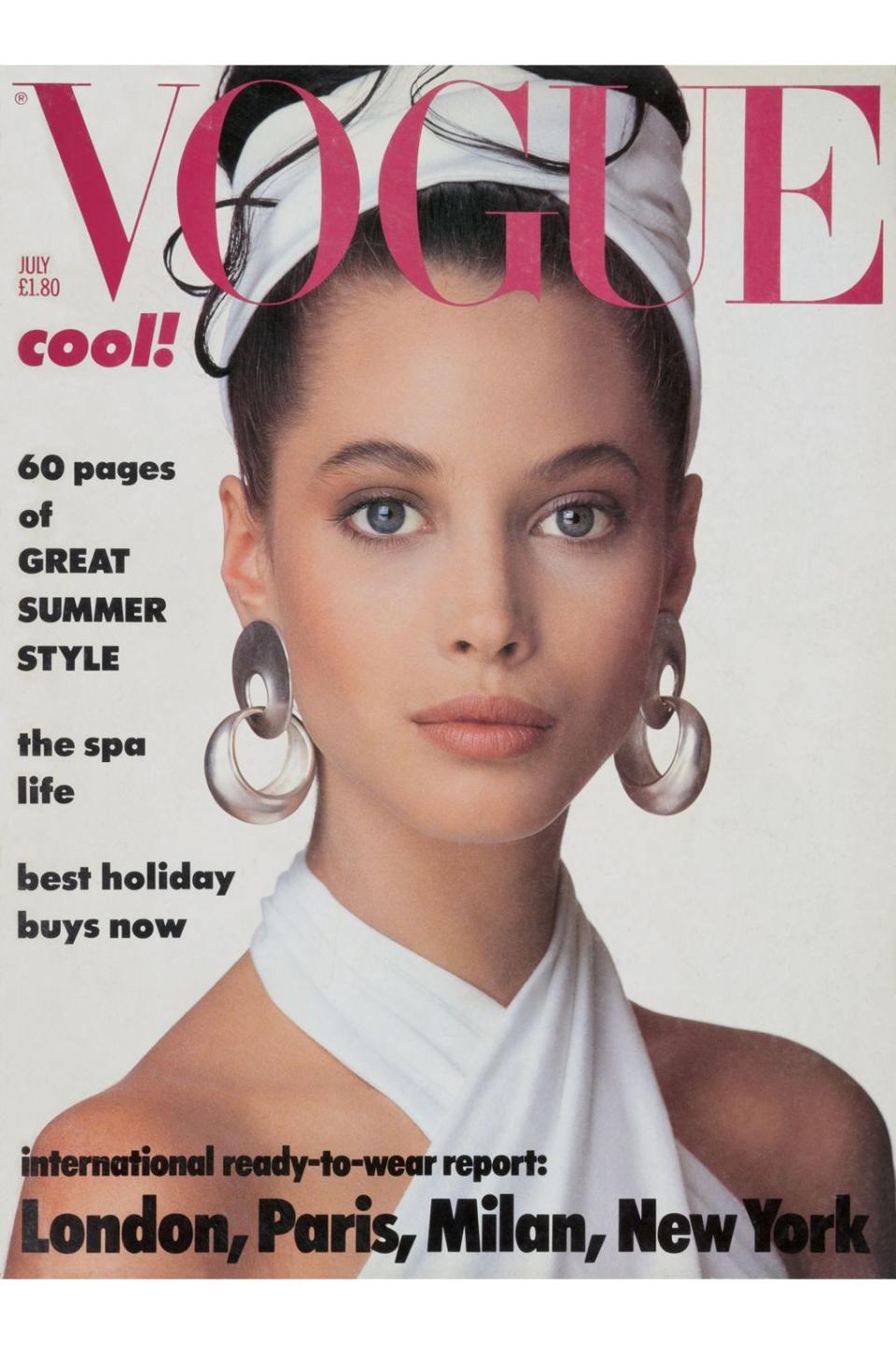 1986 erschien Turlington zum ersten Mal auf dem Cover der britischen Vogue. (Bild-Copyright: Vogue/Patrick Demarchelier)