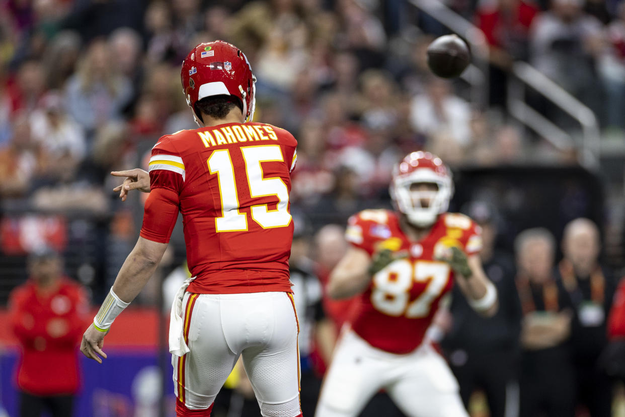 Patrick Mahomes, Travis Kelce and the Kansas City Chiefs have high expectations coming into next season. (Photo by Michael Owens/Getty Images)