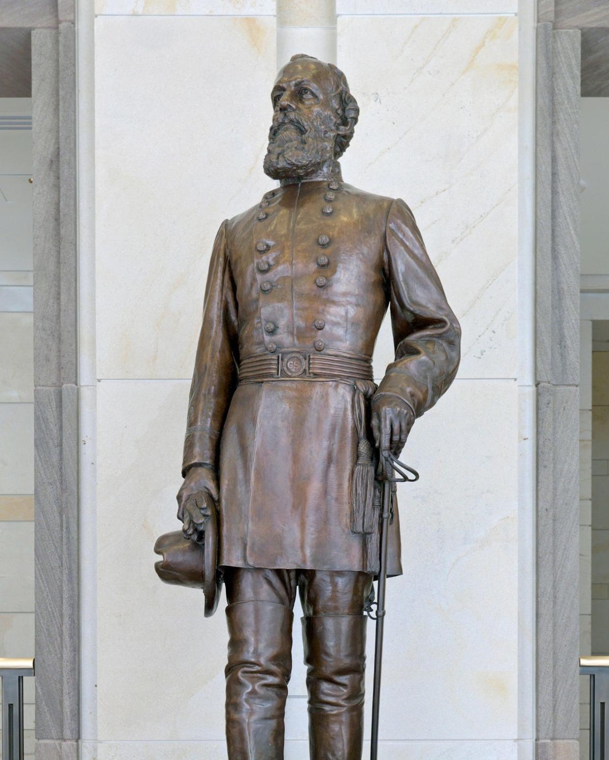 In this undated file image made available by the Architect of the Capitol, shows the statue of Confederate Gen. Edmund Kirby Smith in the U.S. Capitol in Washington. [Architect of the Capitol via AP]
