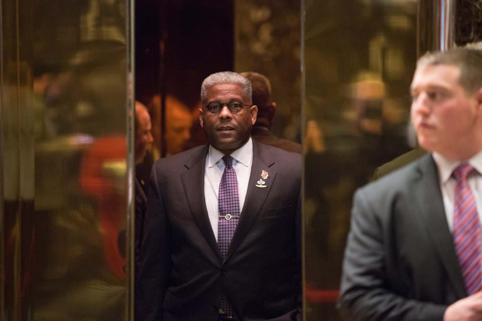 Allen West arrives to meet with President-elect Donald Trump at Trump Tower on Dec. 5, 2016 in New York. (Kevin Hagen / Getty Images file)