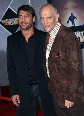 Javier Bardem and John Malkovich at the Hollywood premiere of Miramax Films' No Country for Old Men