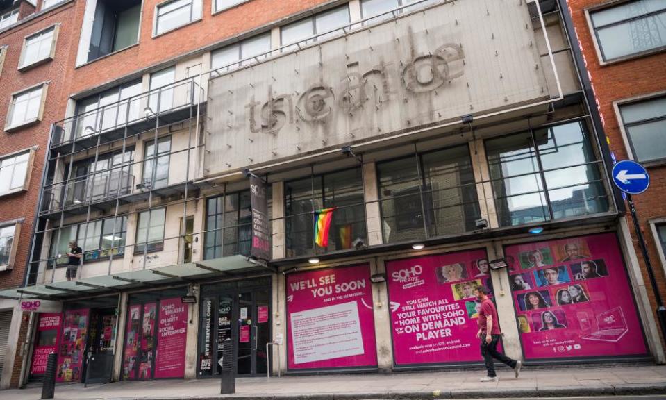 The temporarily closed Soho theatre on 2 July 2020.