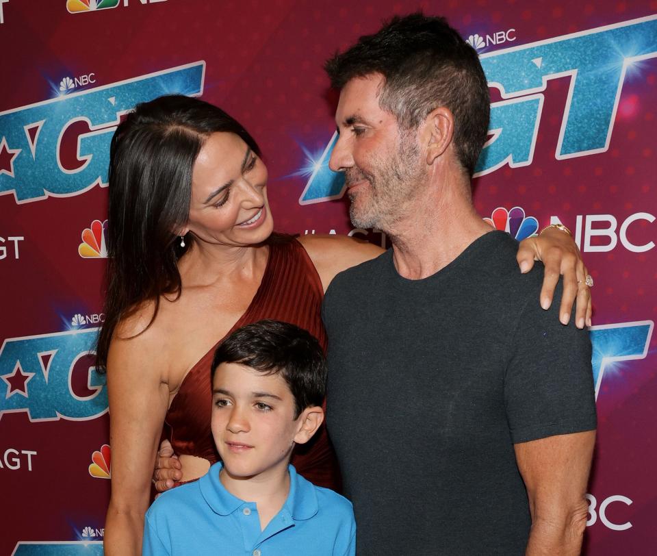 Lauren Silverman, Eric Cowell and Simon Cowell attend a "America's Got Talent" Season 17 Live Show at Sheraton Pasadena Hotel on September 13, 2022 in Pasadena, California